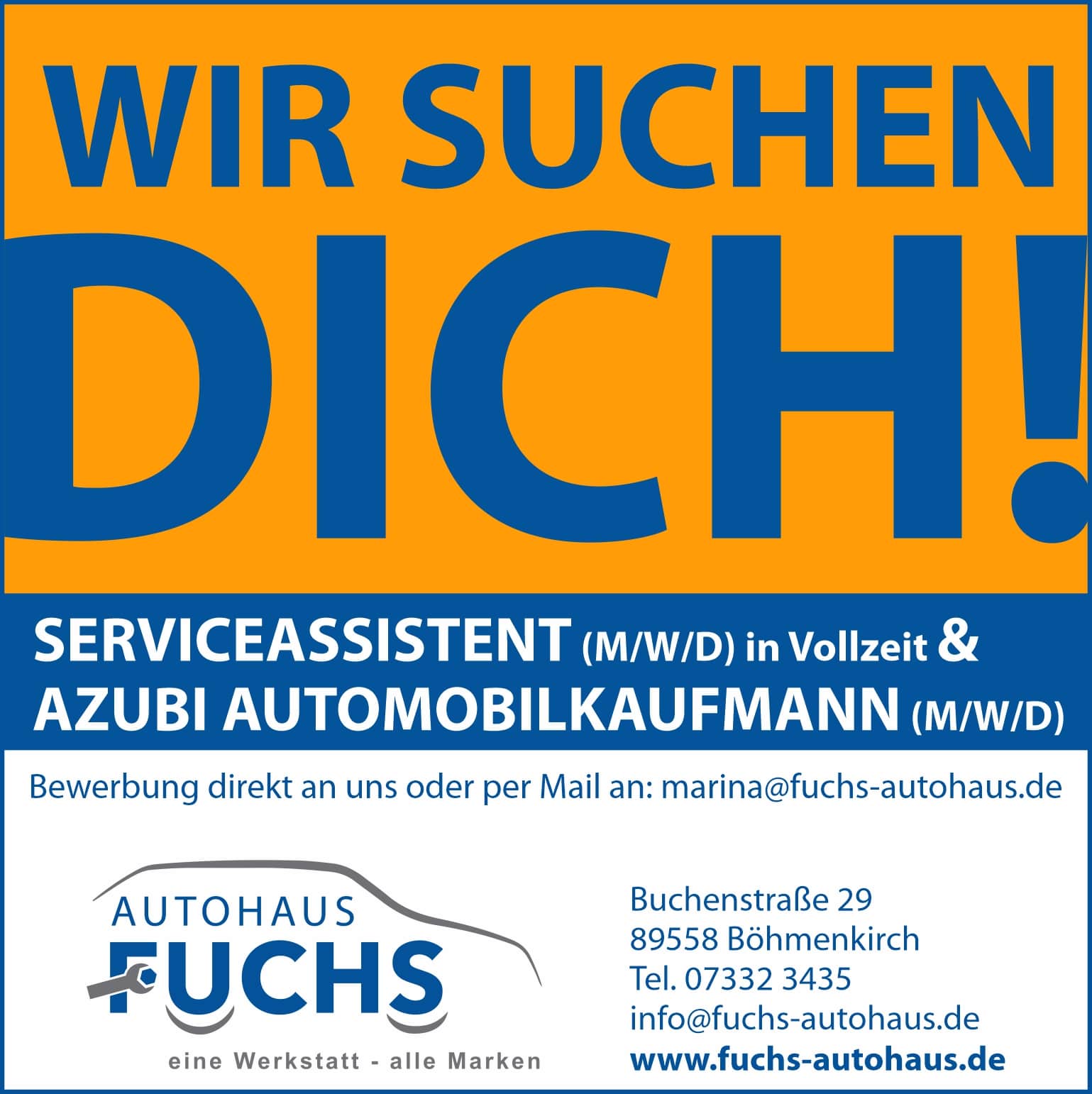 Ausbildungsstelle Böhmenkirch - Vakanz bei Autohaus Fuchs